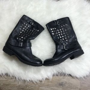 Rock Republic studded black moto boots size 9